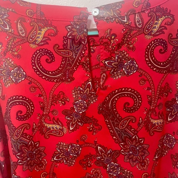 LOFT Red and Blue Long Sleeve plus paisley Relaxed Blouse 22 - Picture 7 of 8